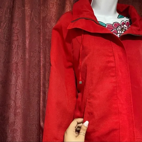 Chicos Red Zip Up Scoop Neck Jacket - Picture 2 of 4